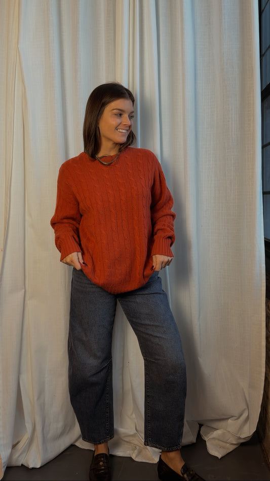 Vintage Burnt Orange Cashmere Cable Knit