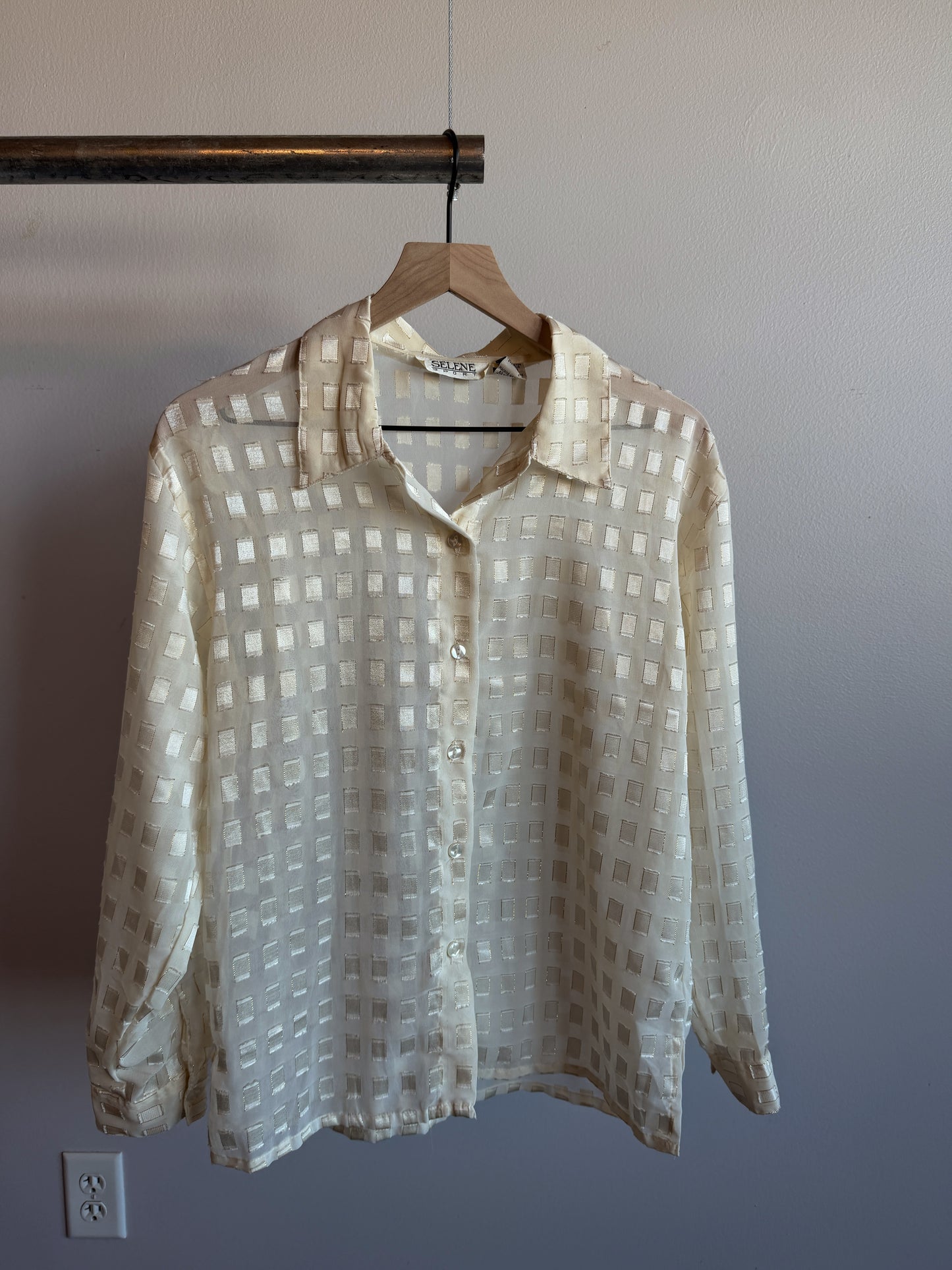 Vintage Sheer Ivory Fringe Blouse