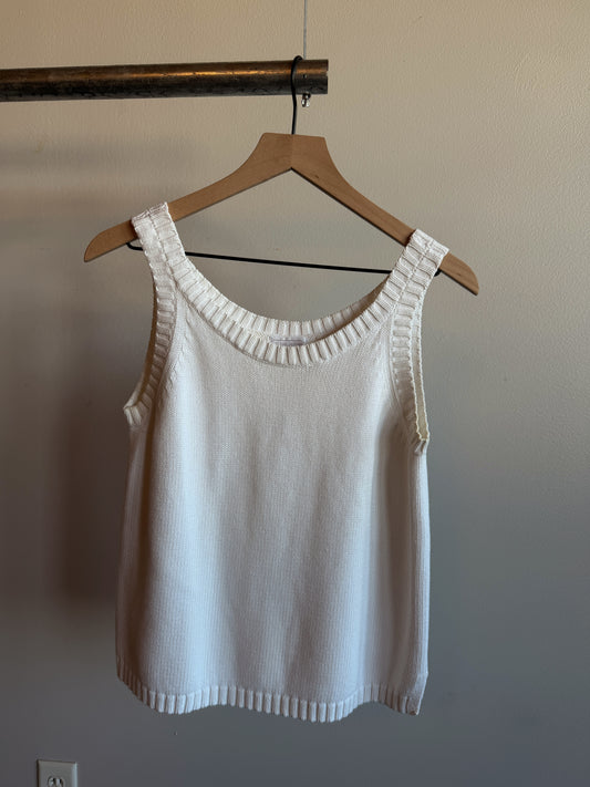 Vintage White Knit Tank