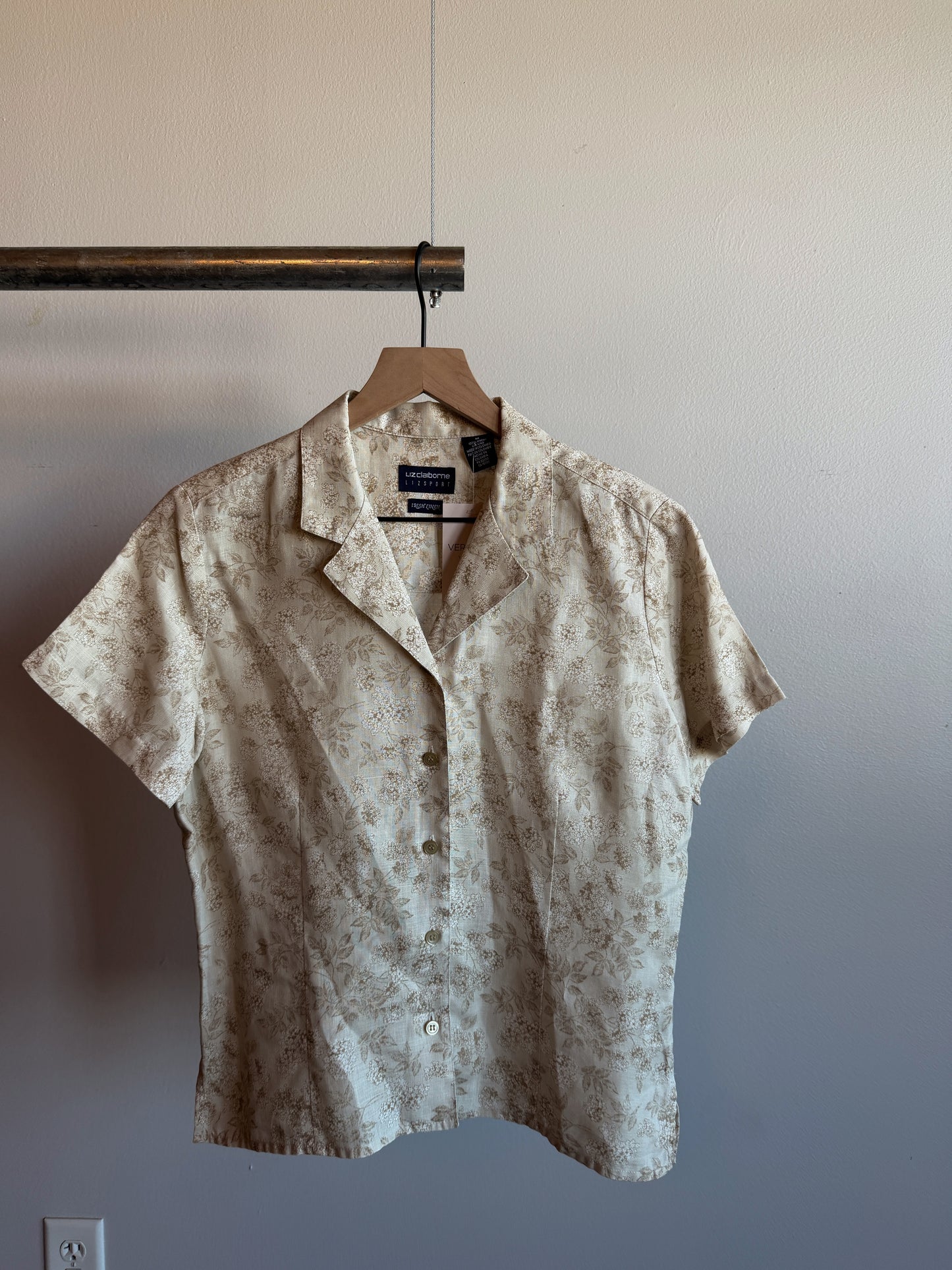 Vintage Floral Linen Button Down