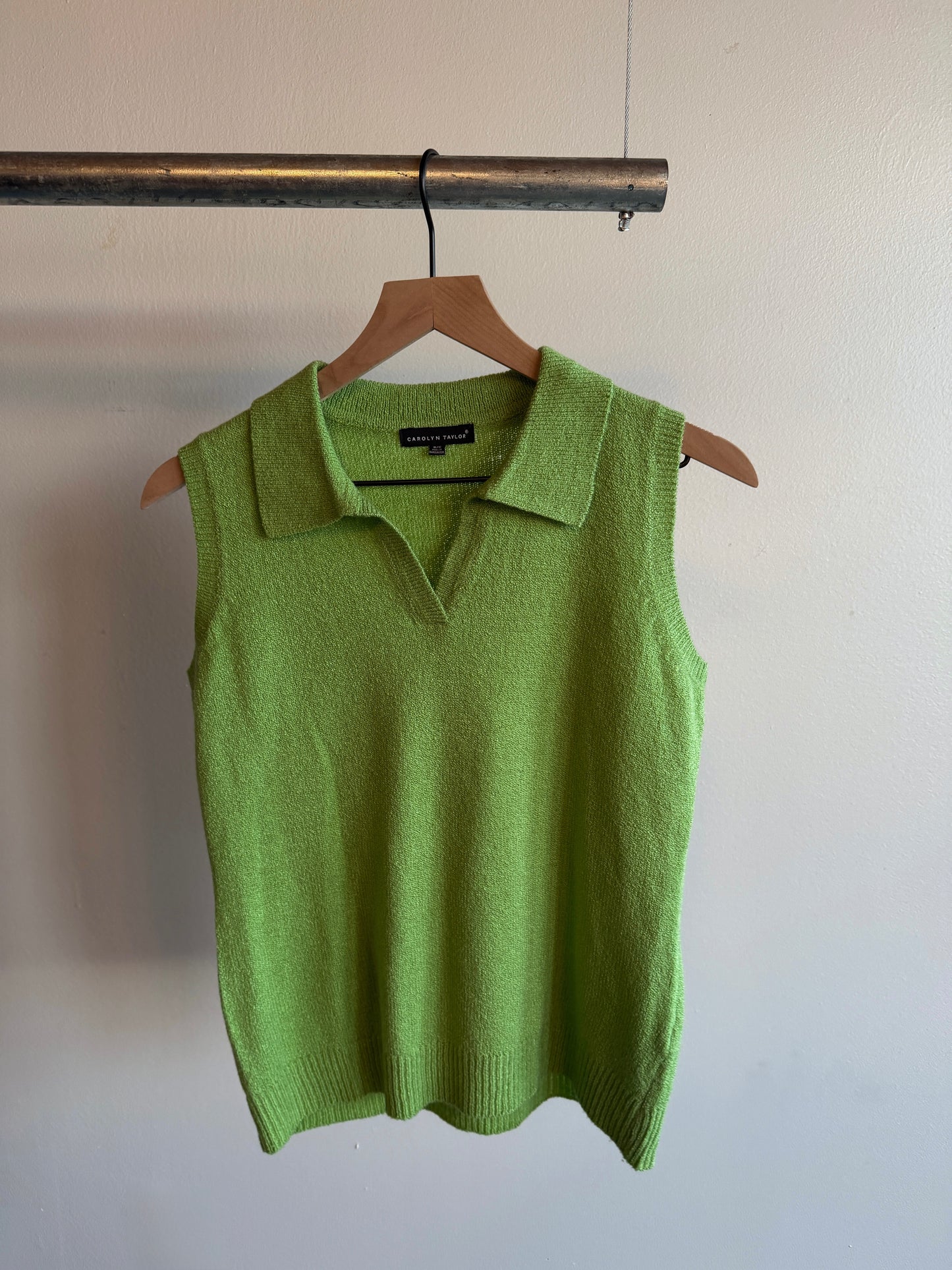 Vintage Kelly Green Knitted Collared Tank