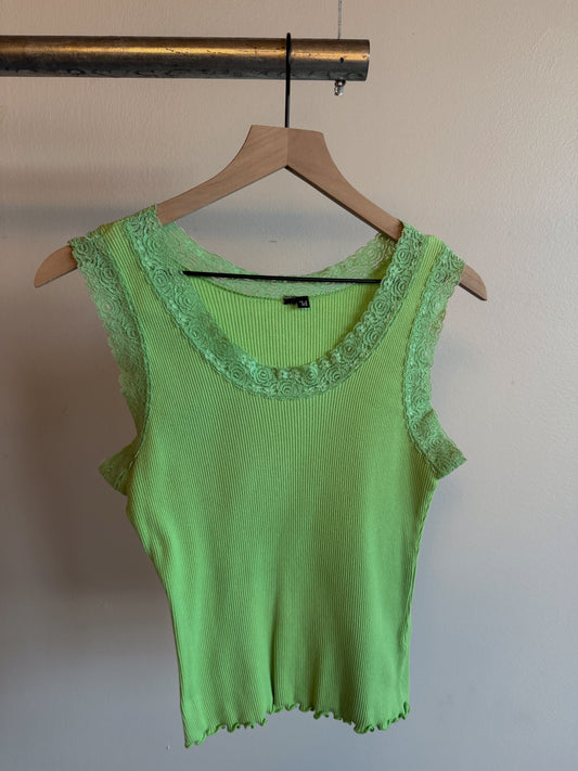Vintage Pistachio Lacey Tank Top