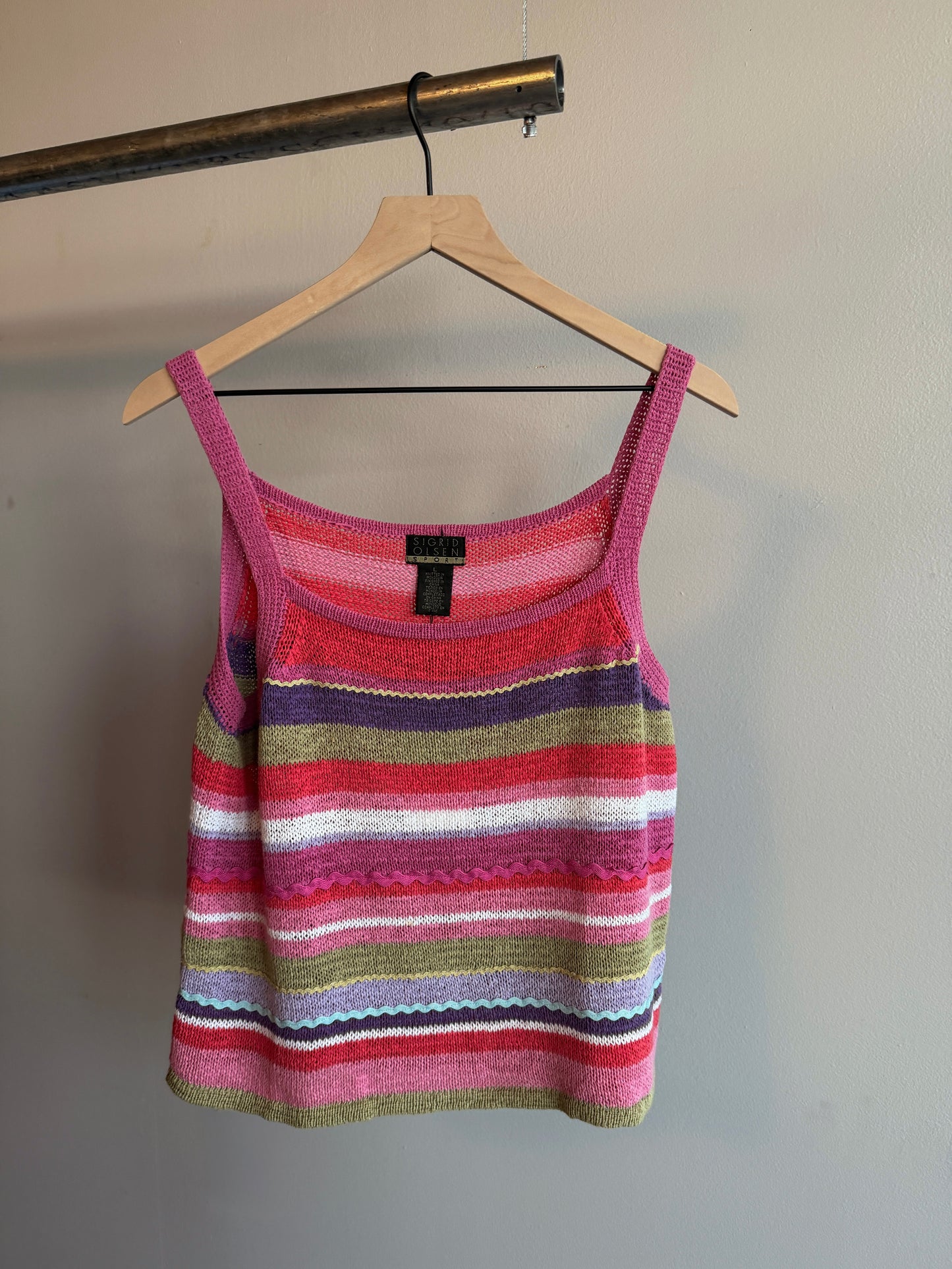 Vintage Striped Knit Tank Top