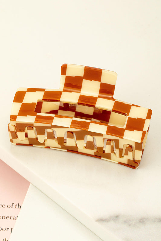 Retro Checkered Acetate Claw Clip