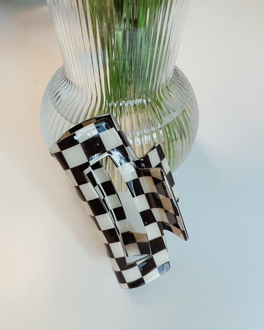 Checkered Jumbo Acetate Claw Clip