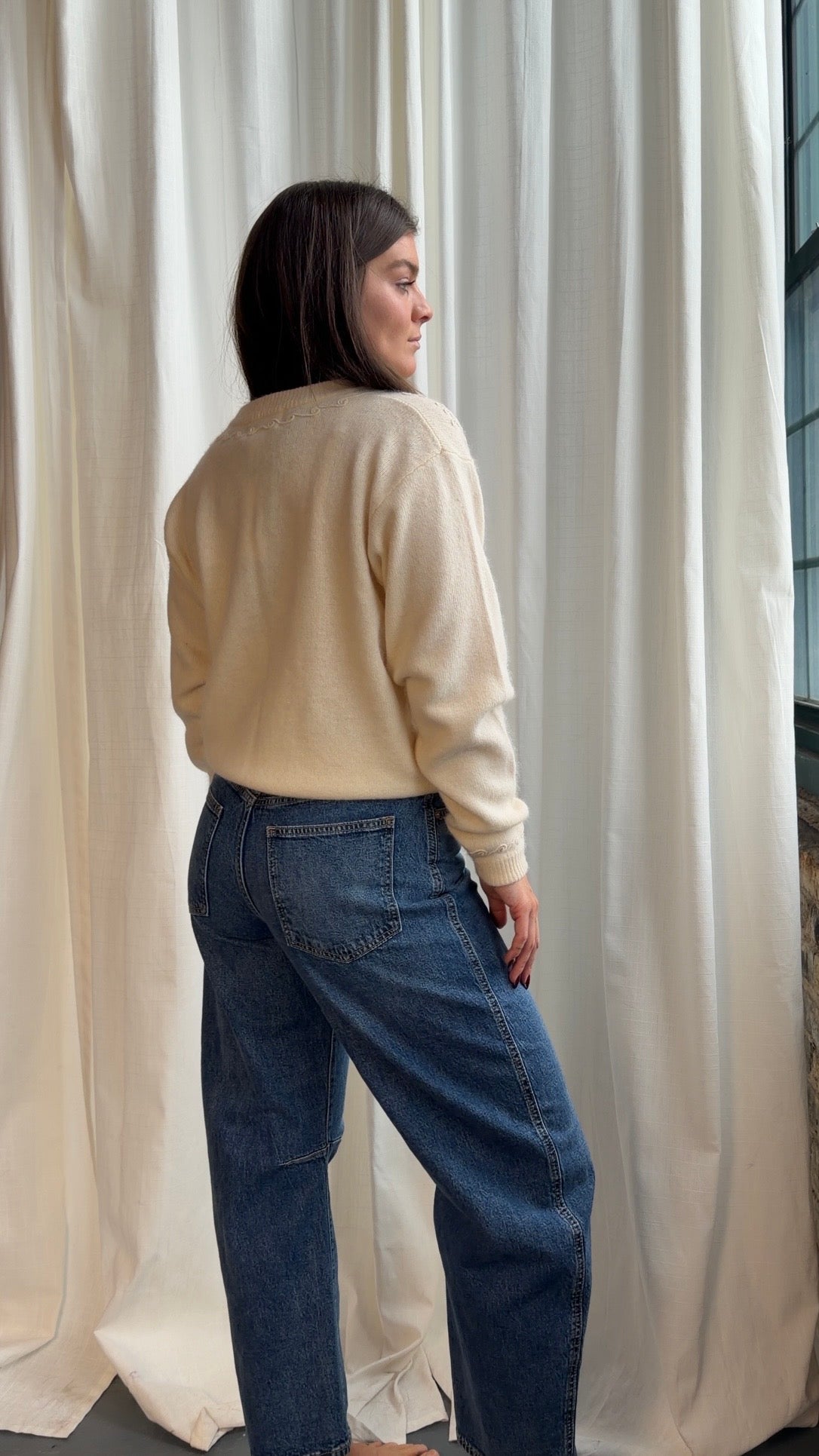 90s Lambswool Embroidered Cardigan