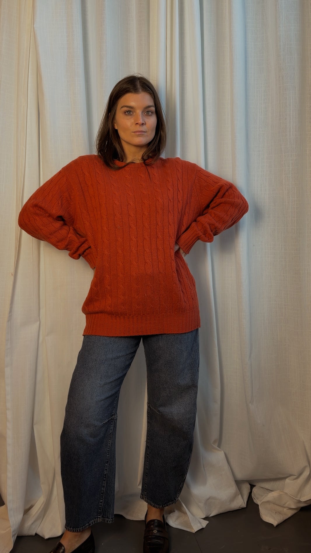 Vintage Burnt Orange Cashmere Cable Knit