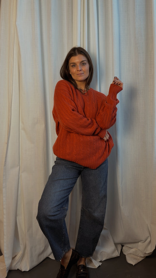 Vintage Burnt Orange Cashmere Cable Knit