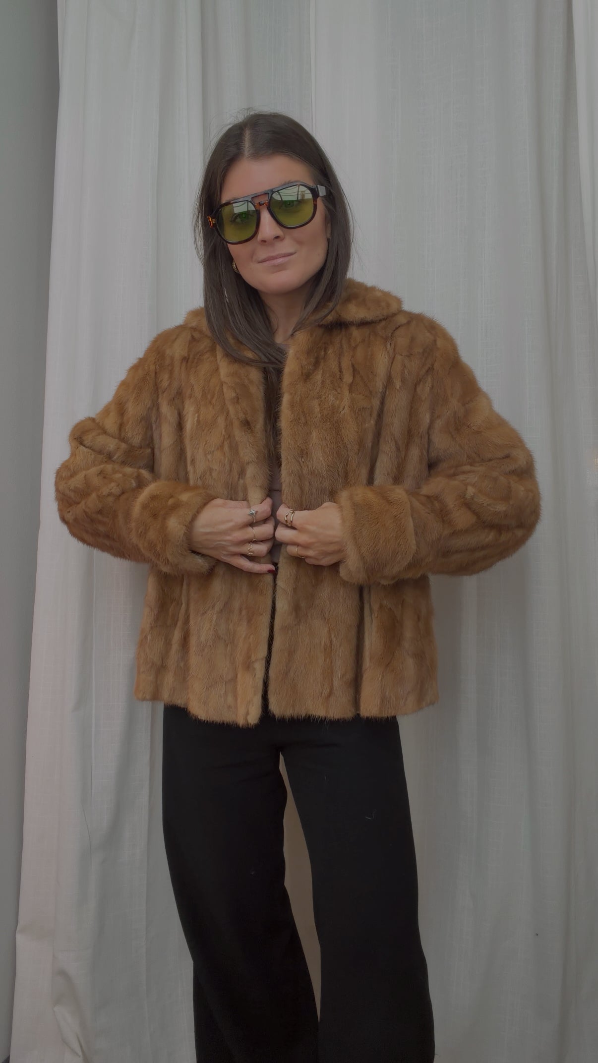 Vintage Caramel Rabbit Fur Coat