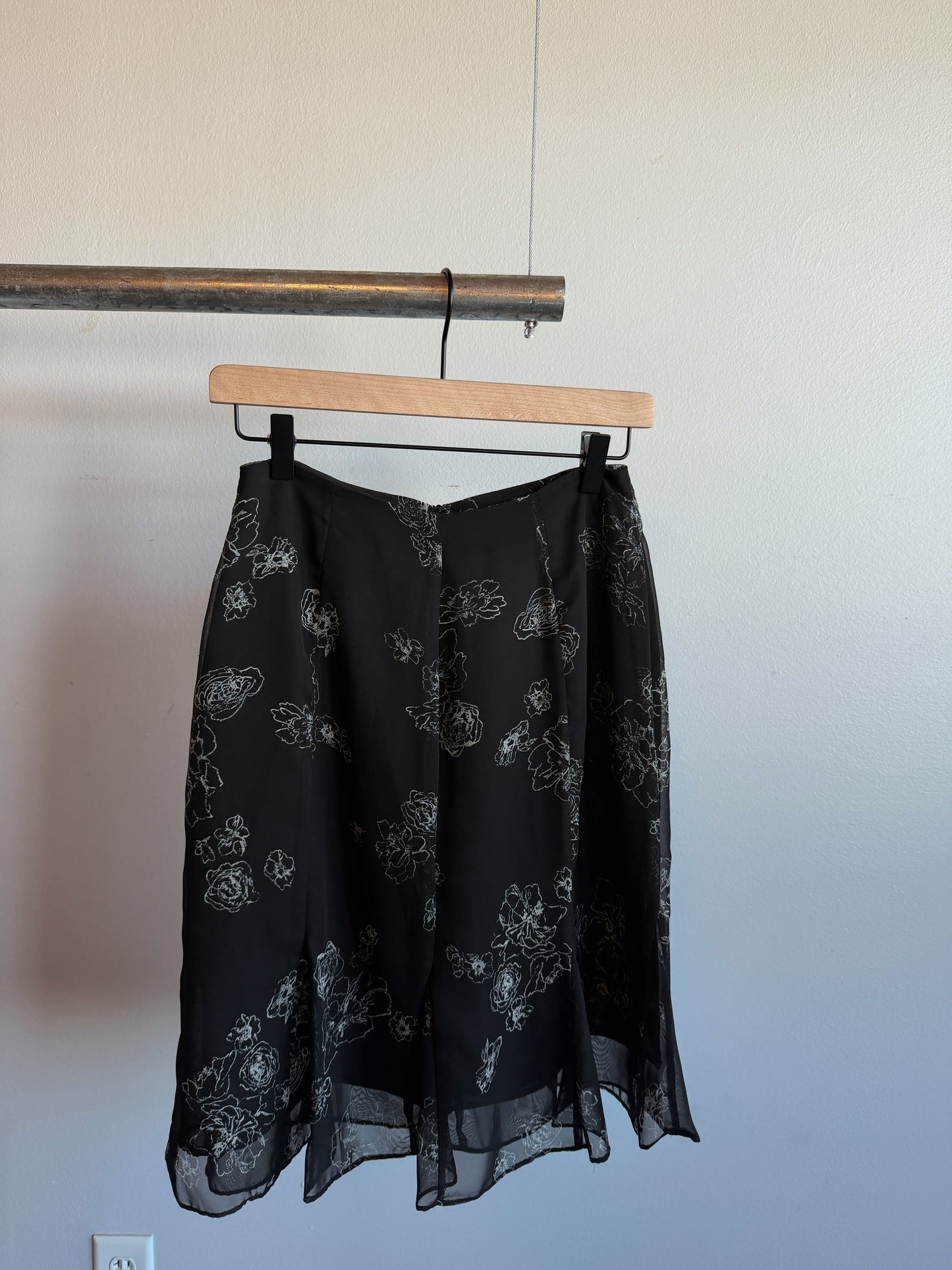 Vintage Black Sheer Floral Skirt
