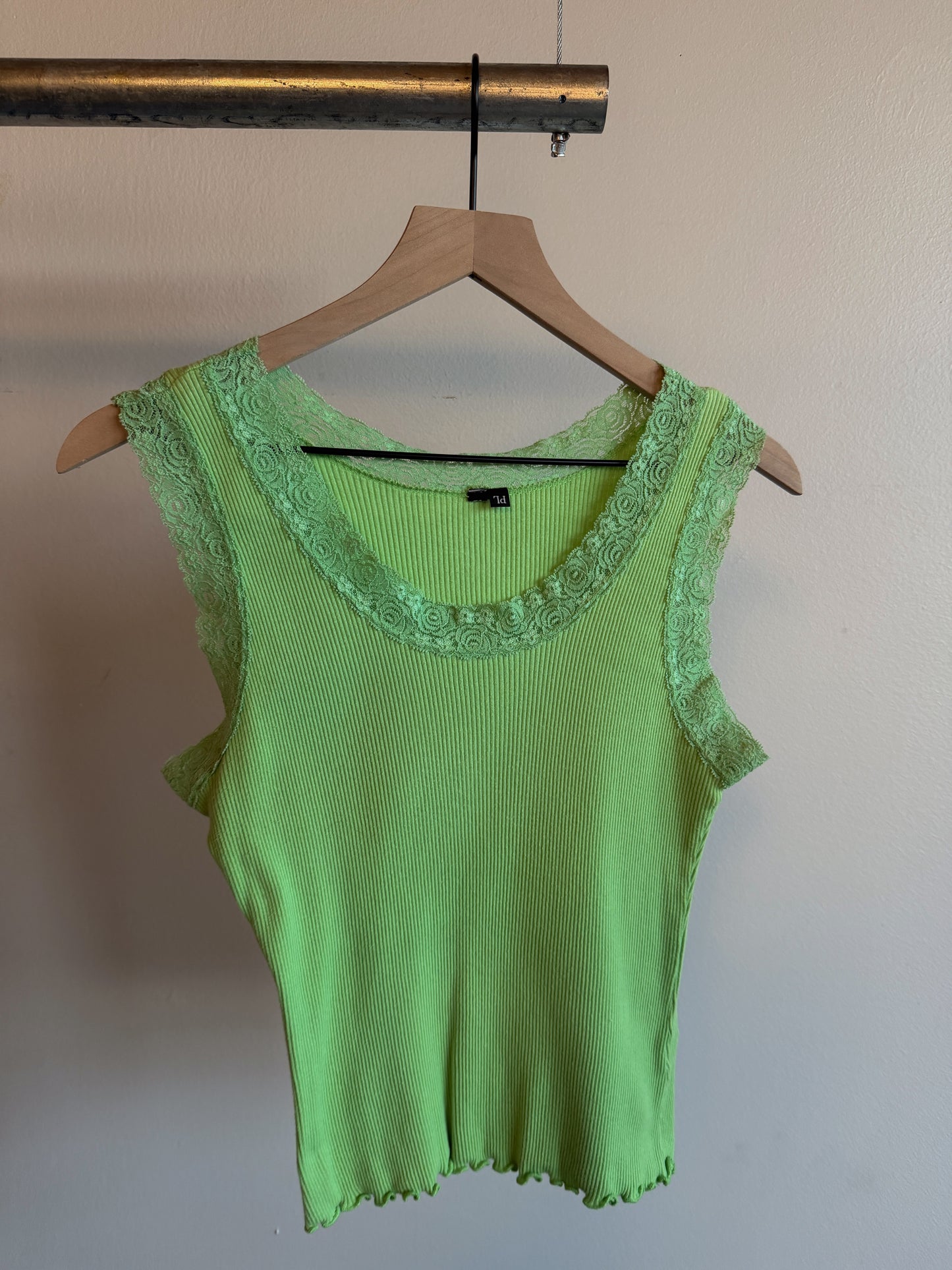 Vintage Pistachio Lacey Tank Top