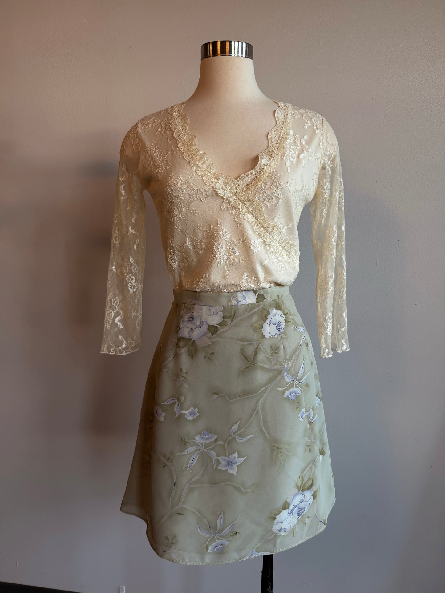 Vintage Laurel Green Floral Skirt