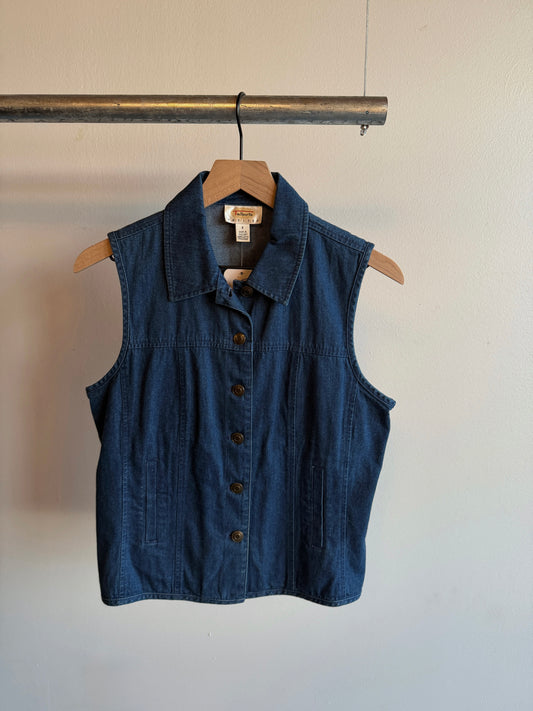 Y2K Talbots Dark Wash Denim Vest