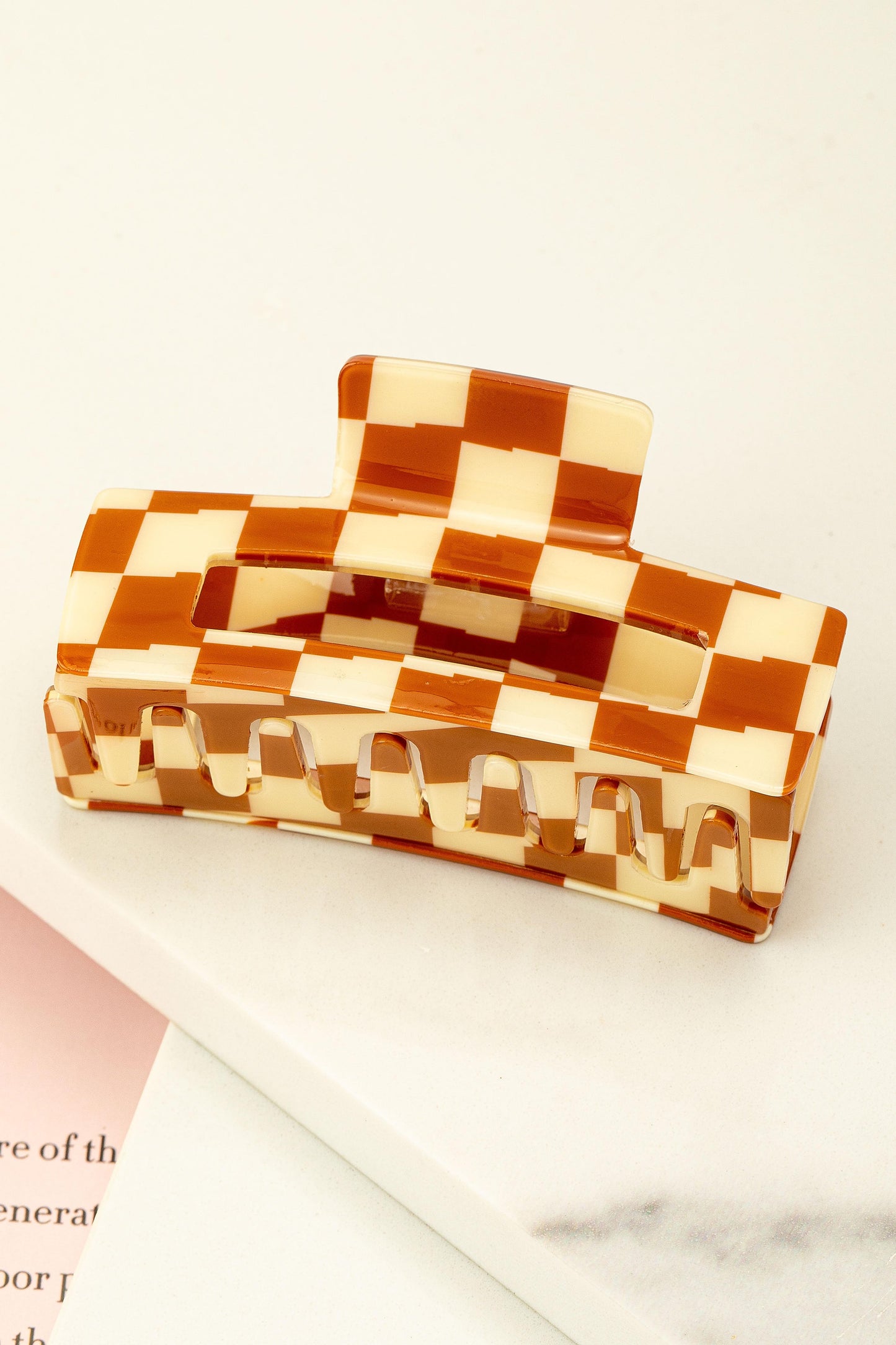 Retro Checkered Acetate Claw Clip