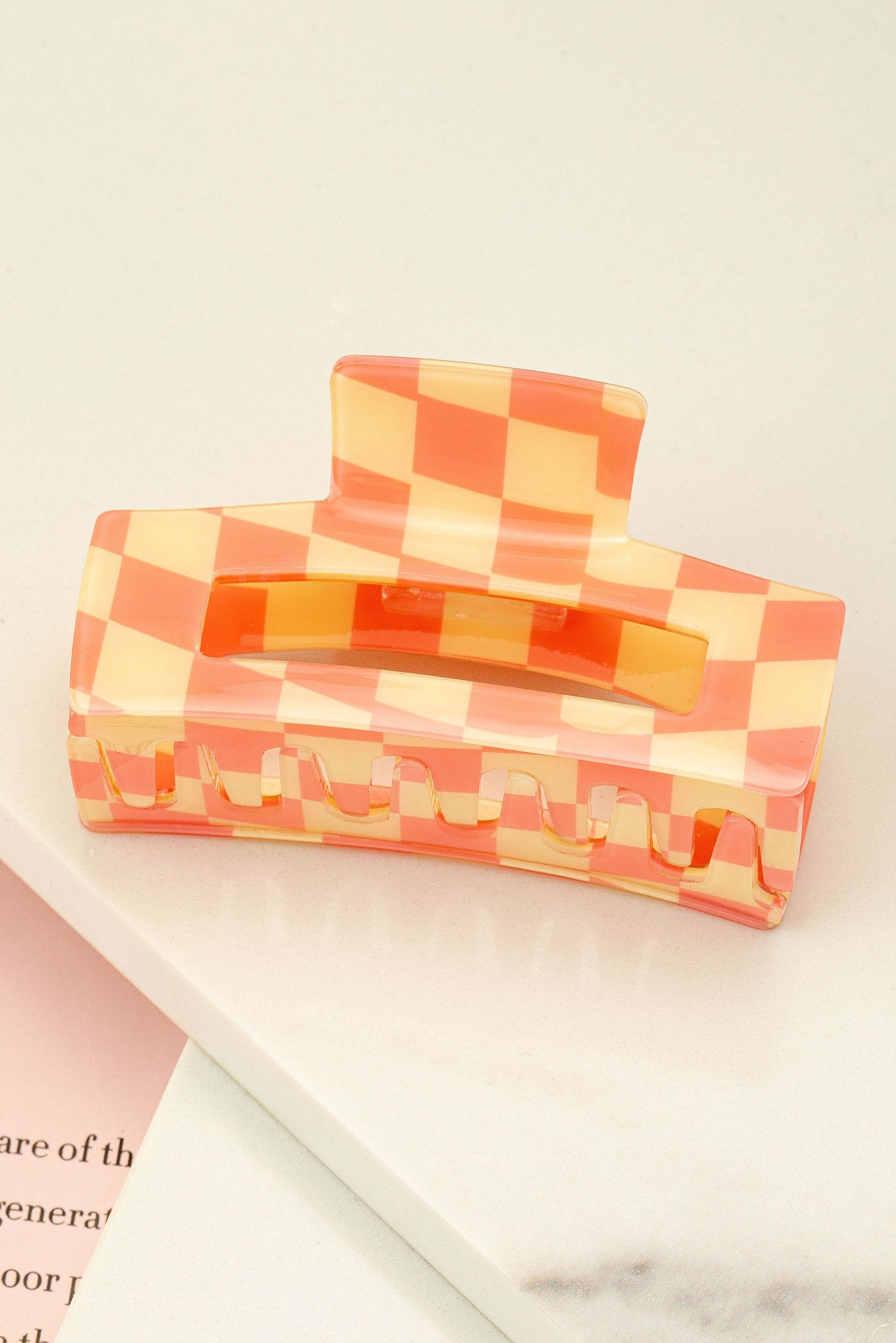 Retro Checkered Acetate Claw Clip