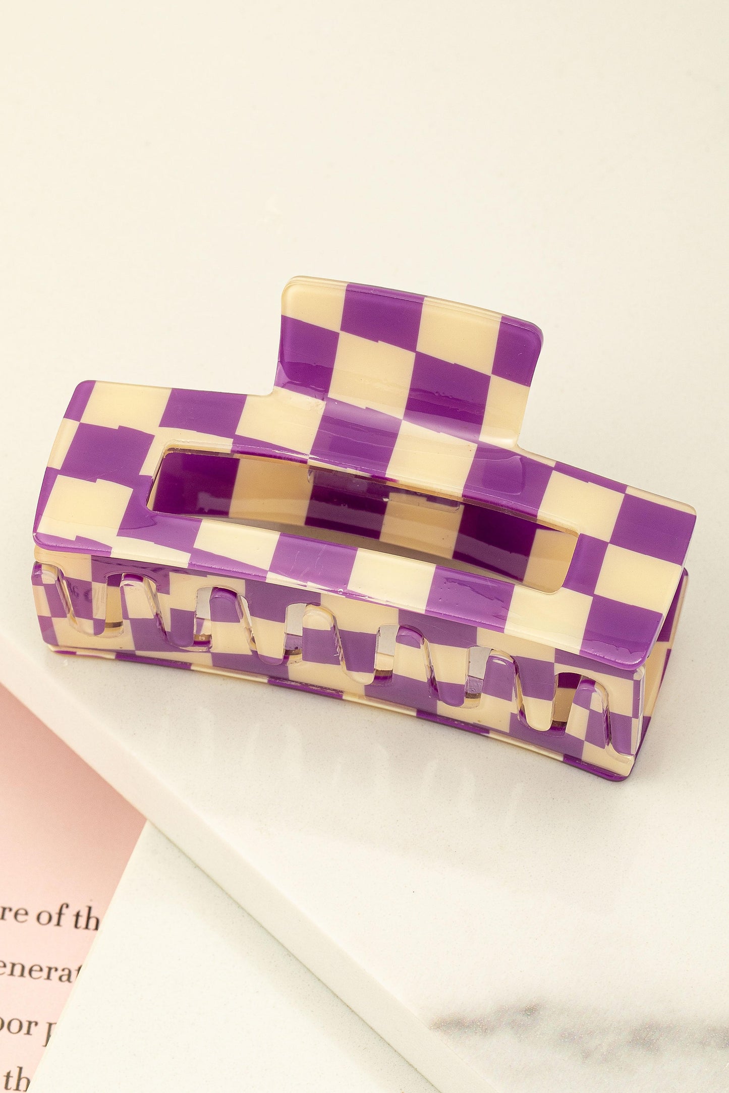 Retro Checkered Acetate Claw Clip
