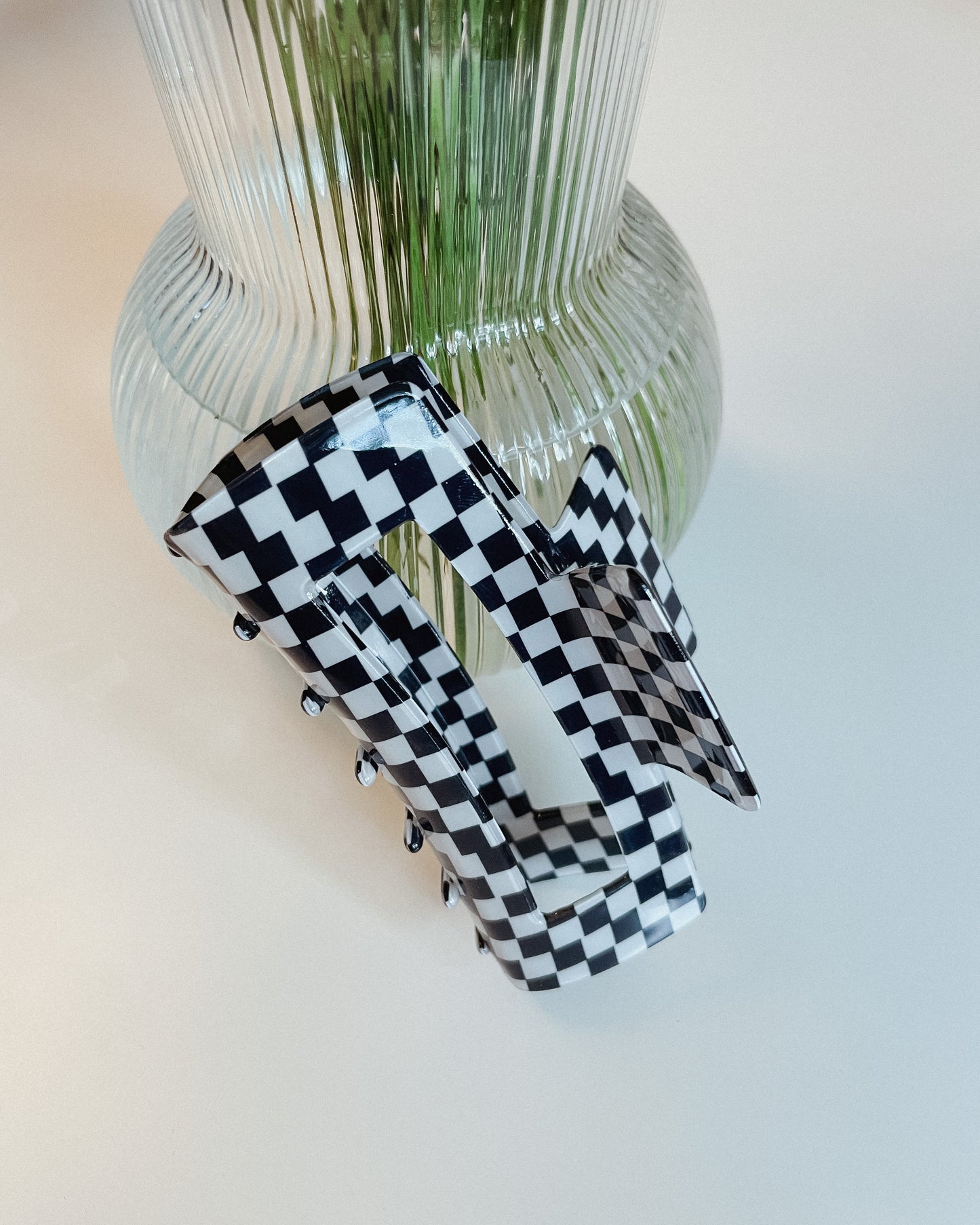 Checkered Jumbo Acetate Claw Clip