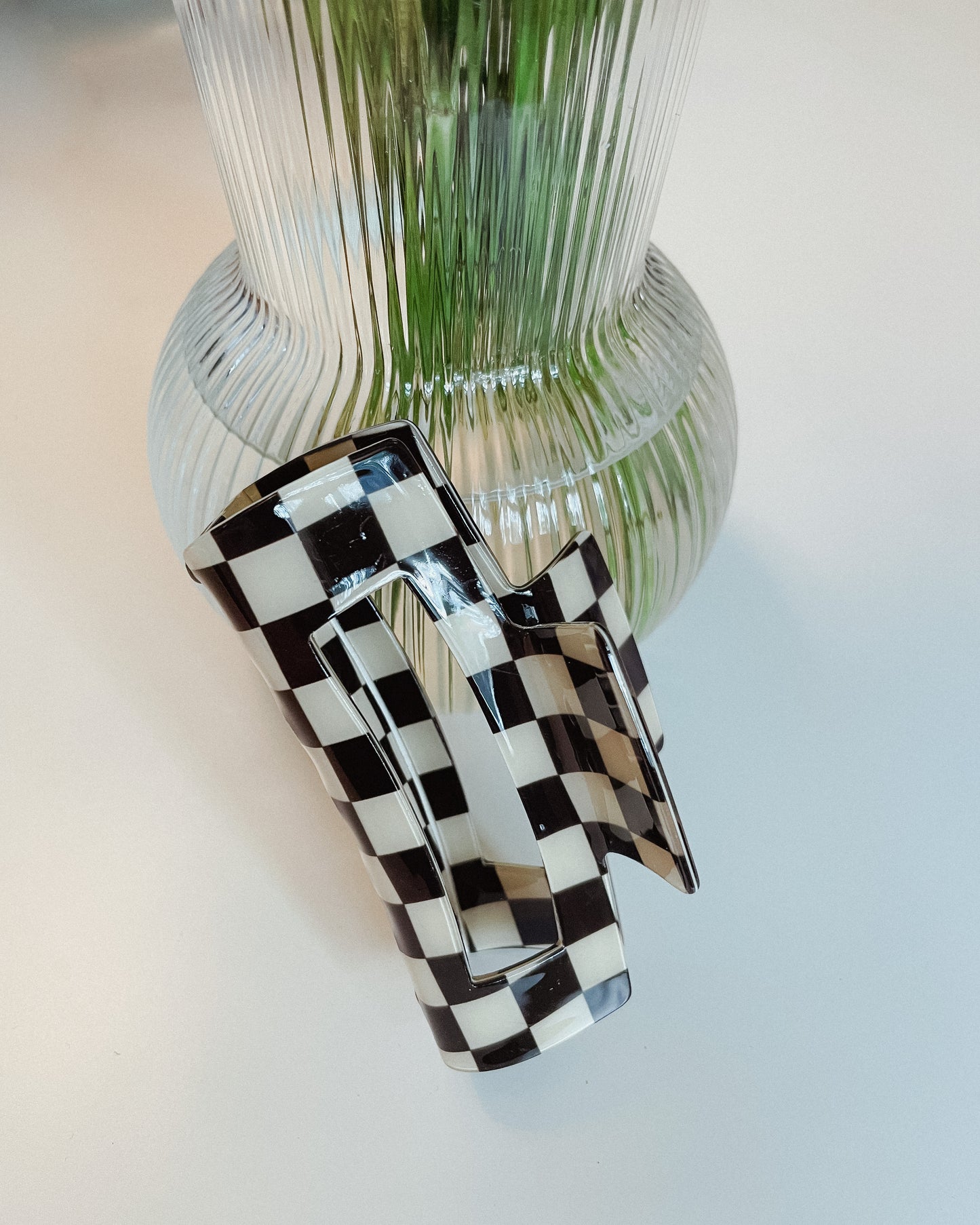Checkered Jumbo Acetate Claw Clip