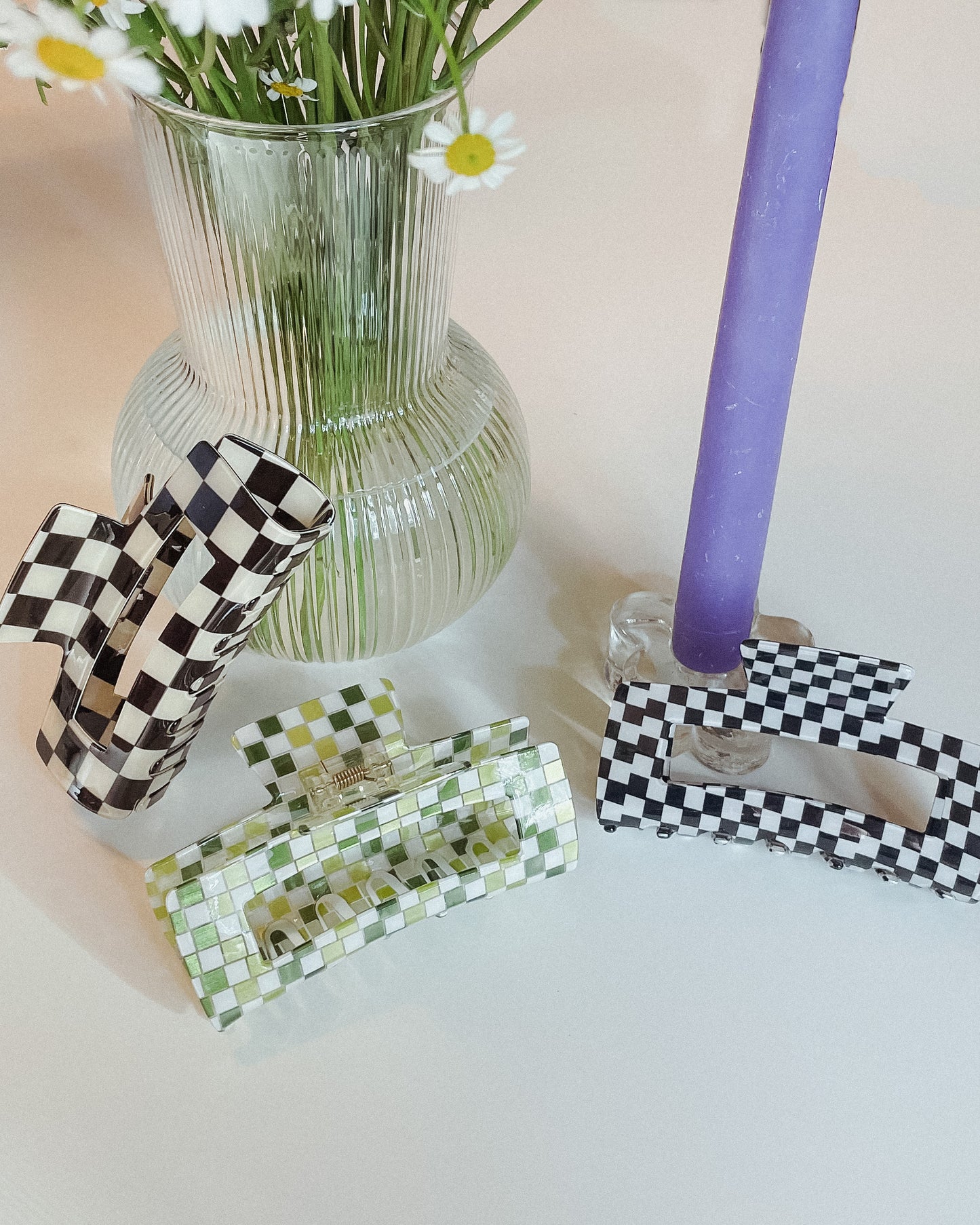 Checkered Jumbo Acetate Claw Clip